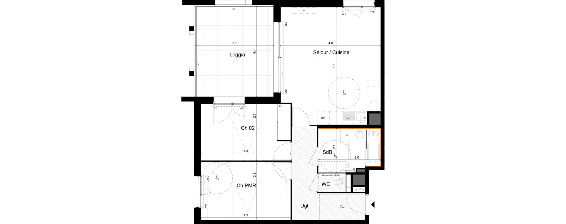 Appartement T3 de 65,80 m2 &agrave; La Grande-Motte Centre