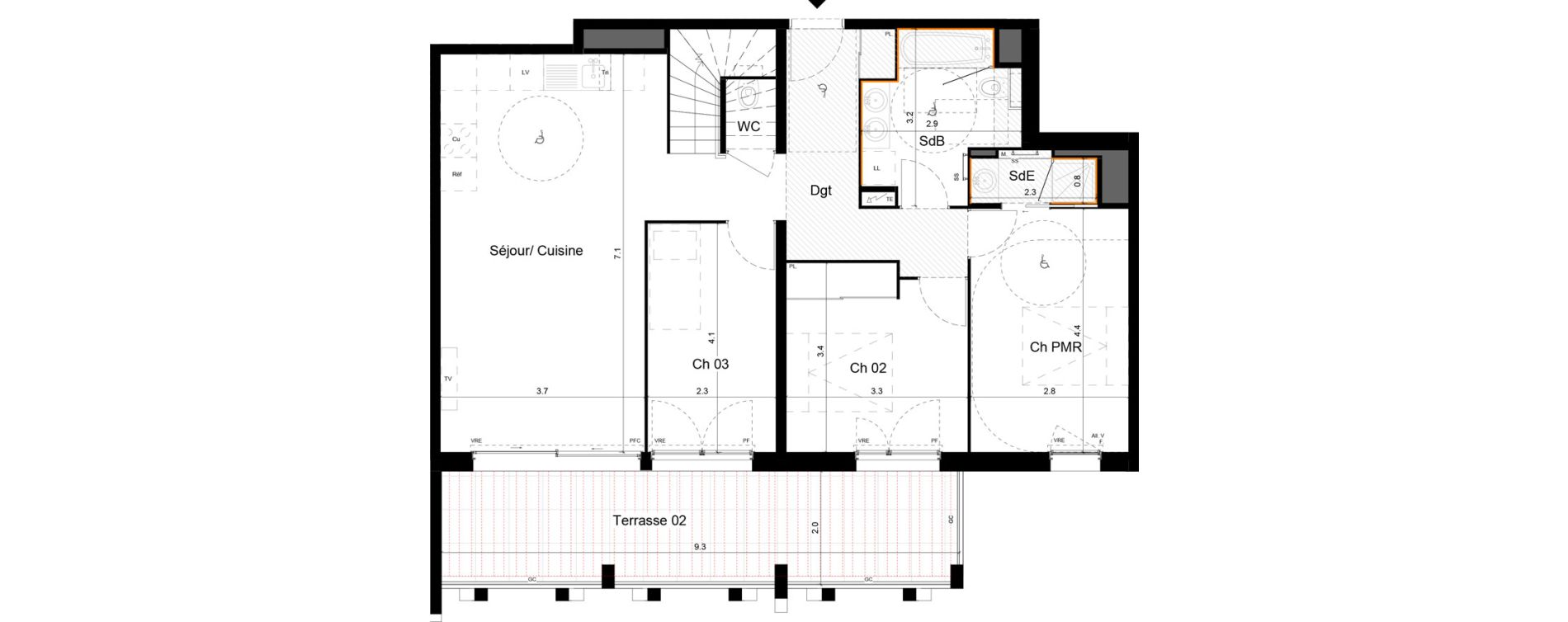 Duplex T4 de 82,60 m2 &agrave; La Grande-Motte Centre