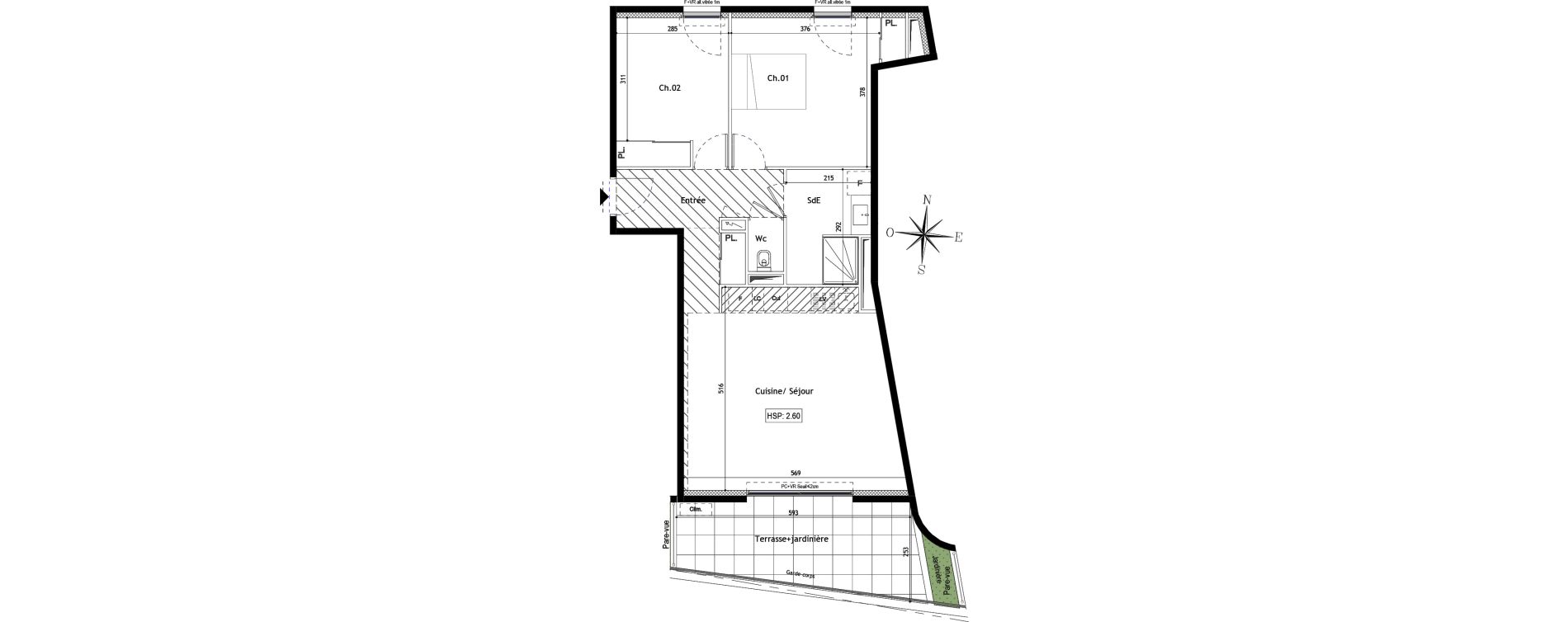 Appartement T3 de 66,90 m2 &agrave; La Grande-Motte Le couchant