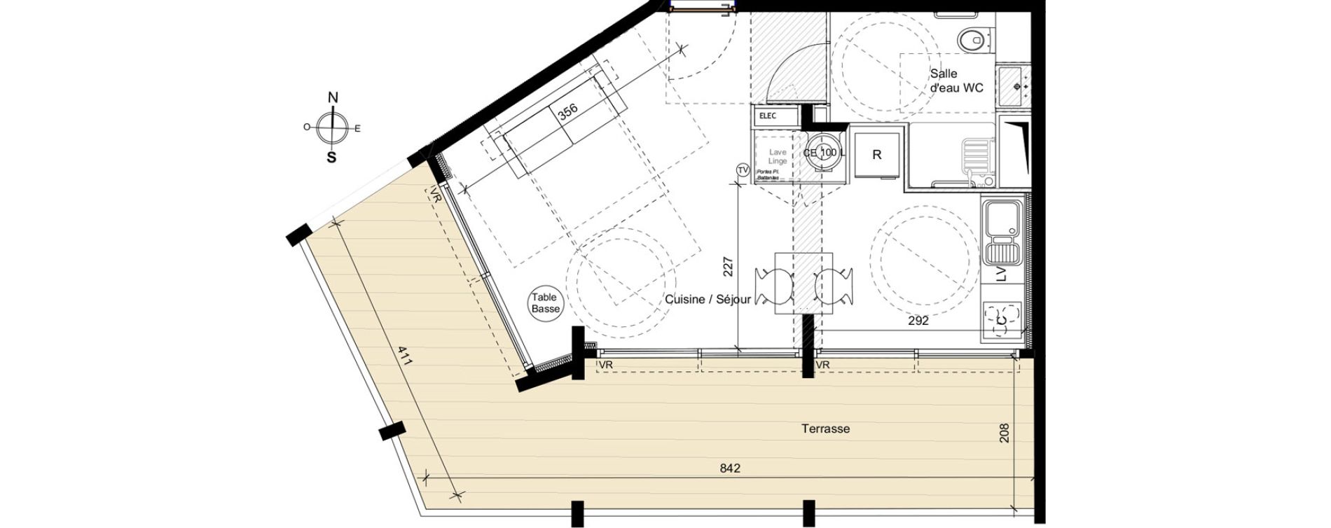 Appartement T1 meubl&eacute; de 32,40 m2 &agrave; La Grande-Motte Le couchant