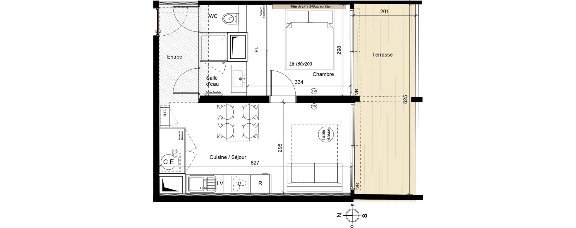 Appartement T2 meubl&eacute; de 35,70 m2 &agrave; La Grande-Motte Le couchant