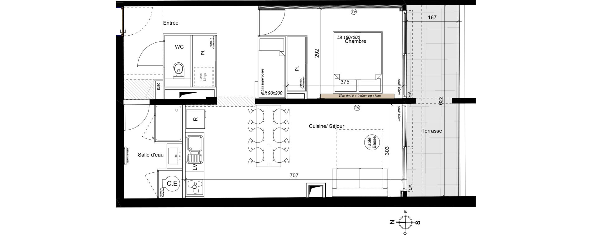 Appartement T2 meubl&eacute; de 52,45 m2 &agrave; La Grande-Motte Le couchant