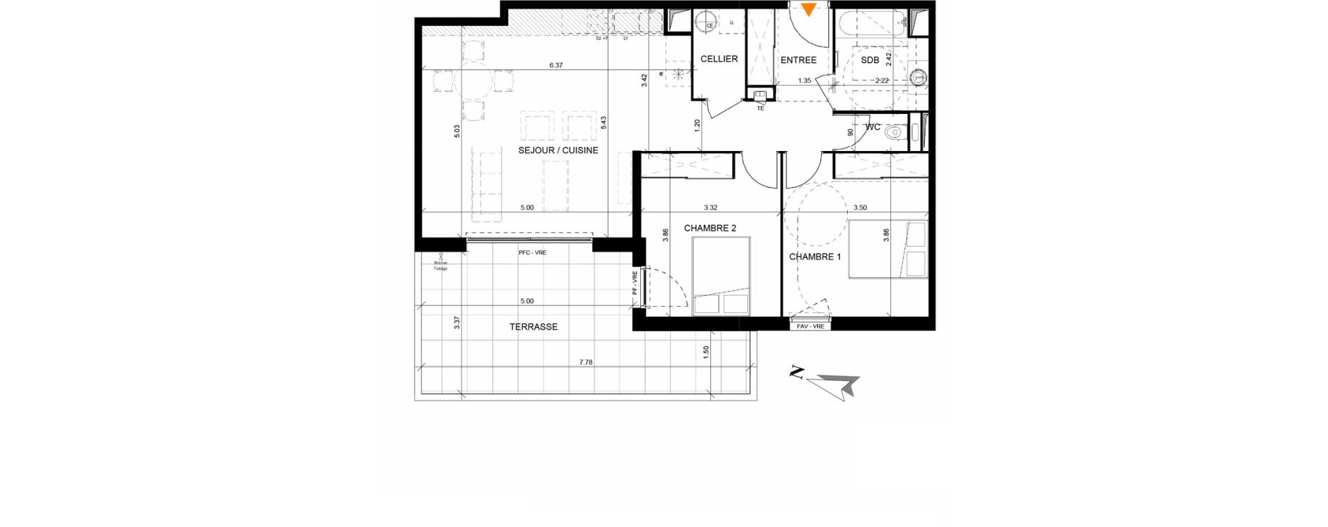 Appartement T3 de 73,80 m2 à Lansargues Centre