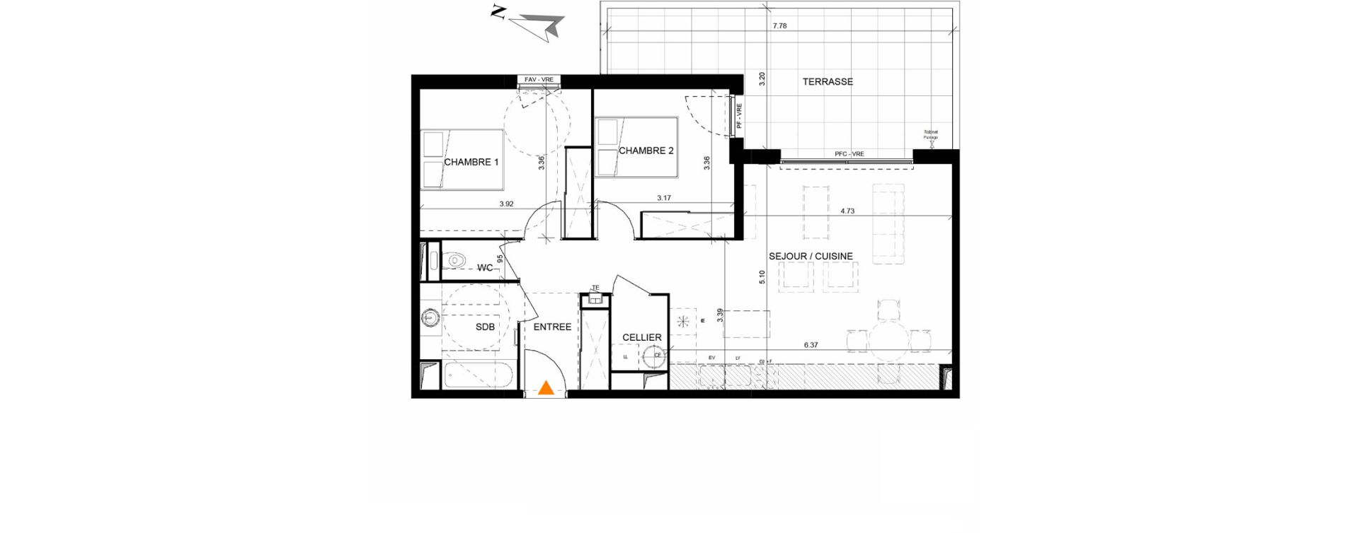 Appartement T3 de 69,70 m2 à Lansargues Centre