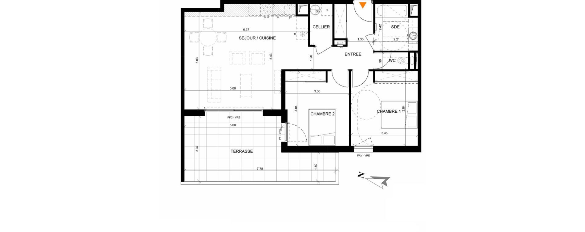 Appartement T3 de 73,30 m2 &agrave; Lansargues Centre