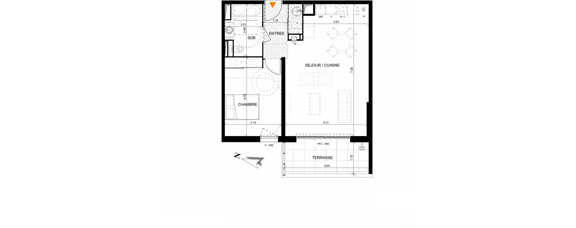 Appartement T2 de 55,10 m2 à Lansargues Centre
