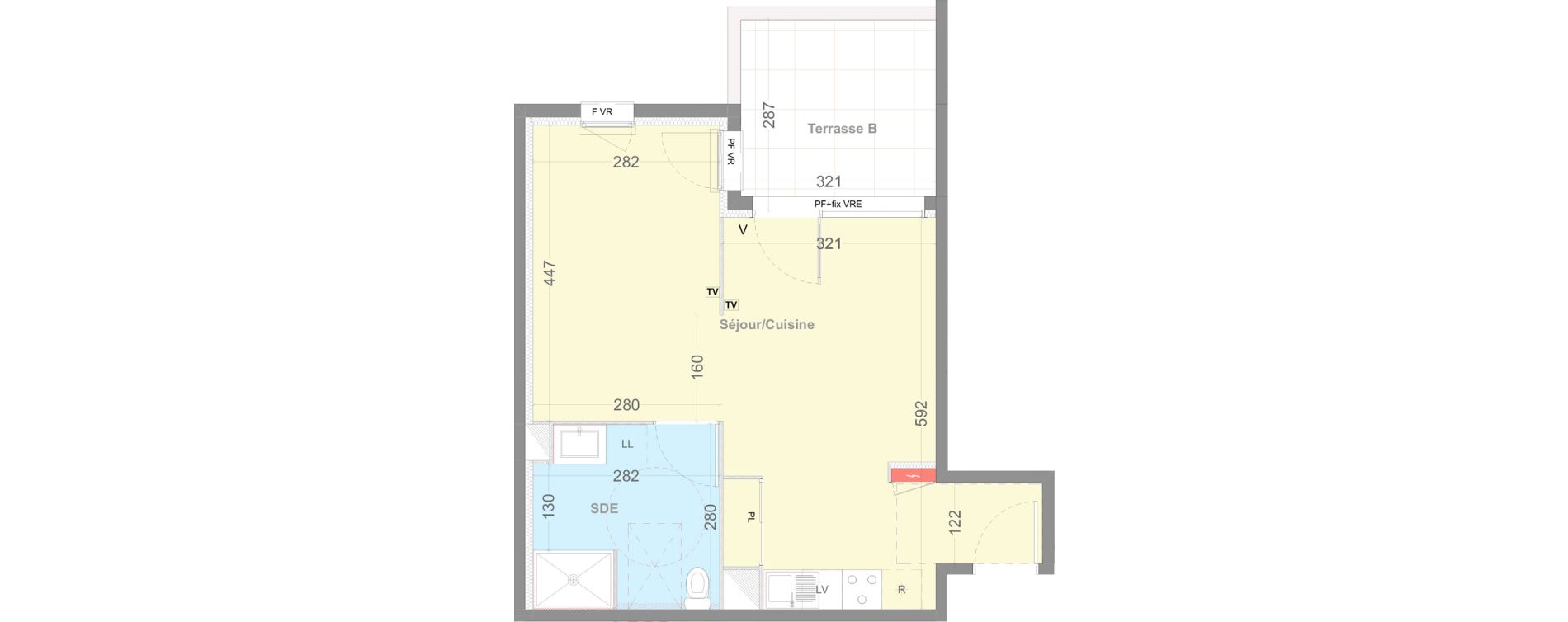 Appartement T1 bis de 41,10 m2 &agrave; Lattes Maurin