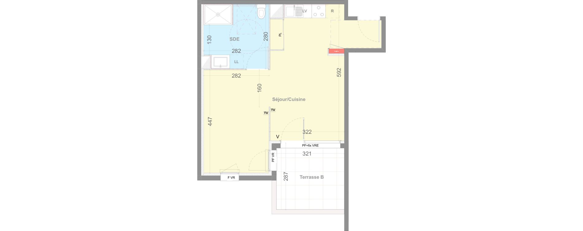 Appartement T1 bis de 41,10 m2 &agrave; Lattes Maurin