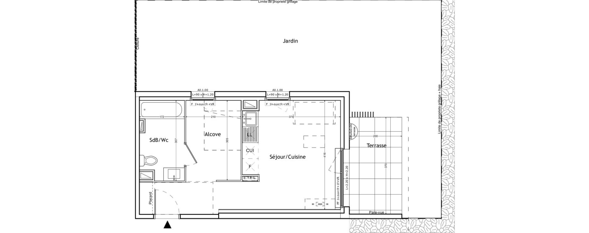 Appartement T1 de 31,20 m2 &agrave; Lattes Boirargues