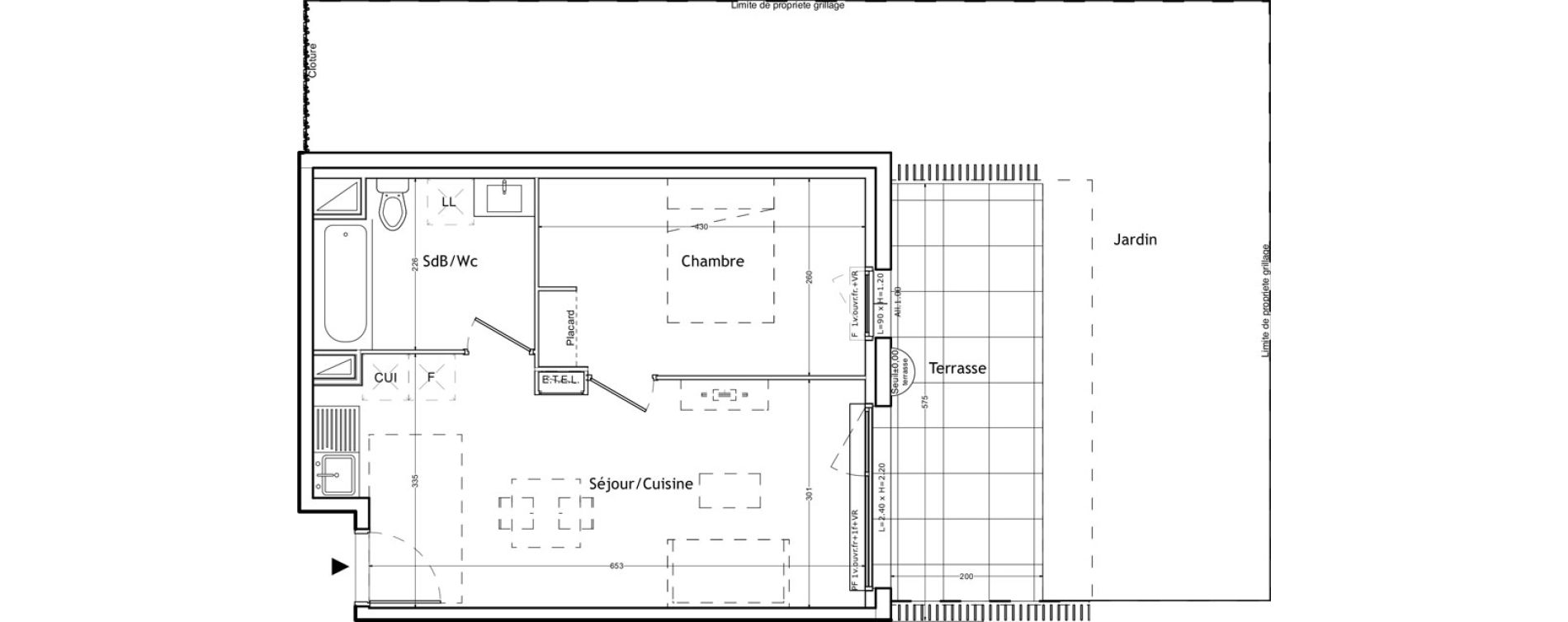 Appartement T2 de 38,69 m2 &agrave; Lattes Boirargues