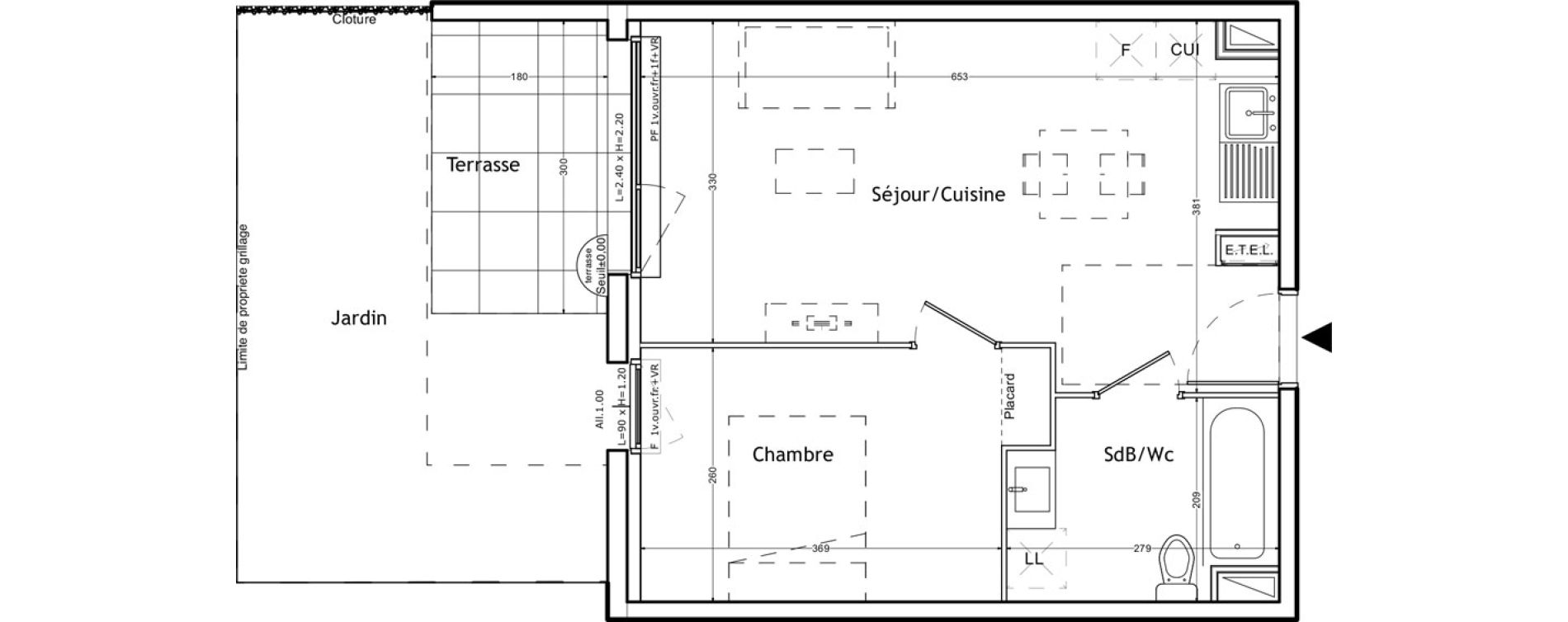 Appartement T2 de 37,61 m2 &agrave; Lattes Boirargues