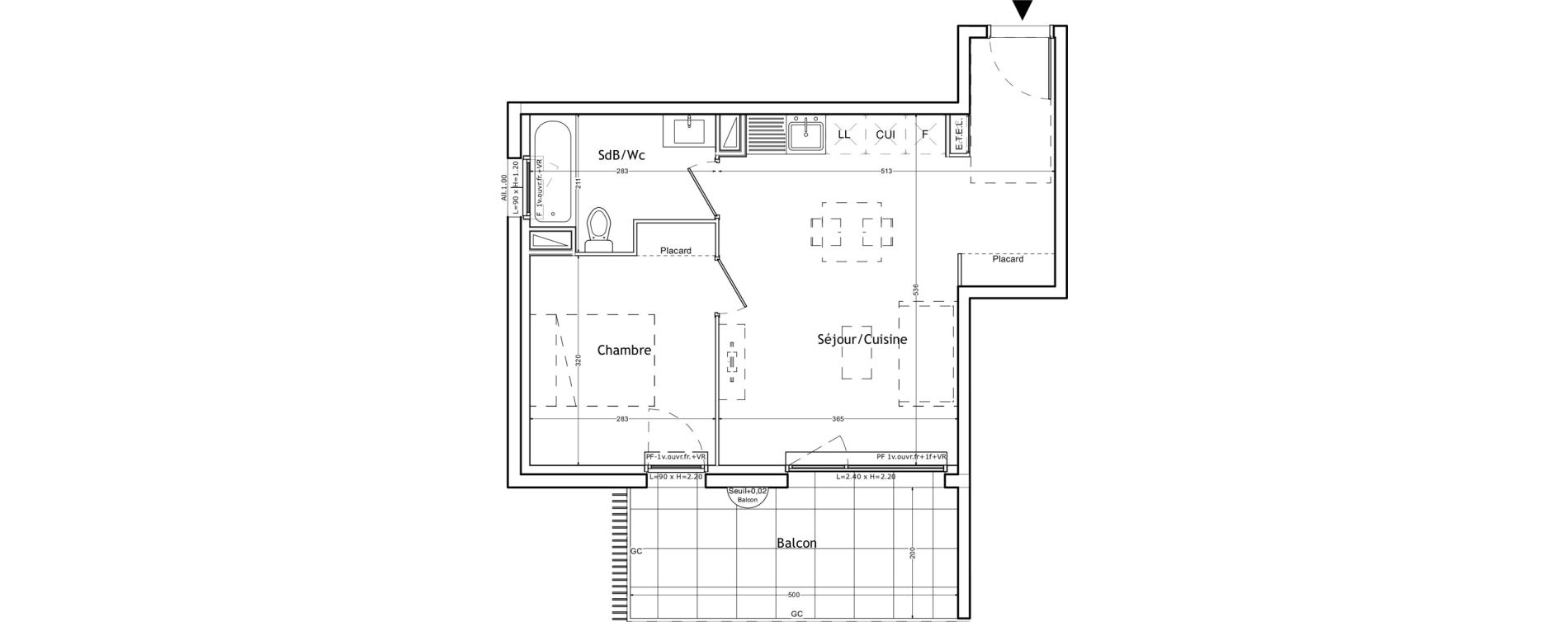 Appartement T2 de 39,17 m2 &agrave; Lattes Boirargues