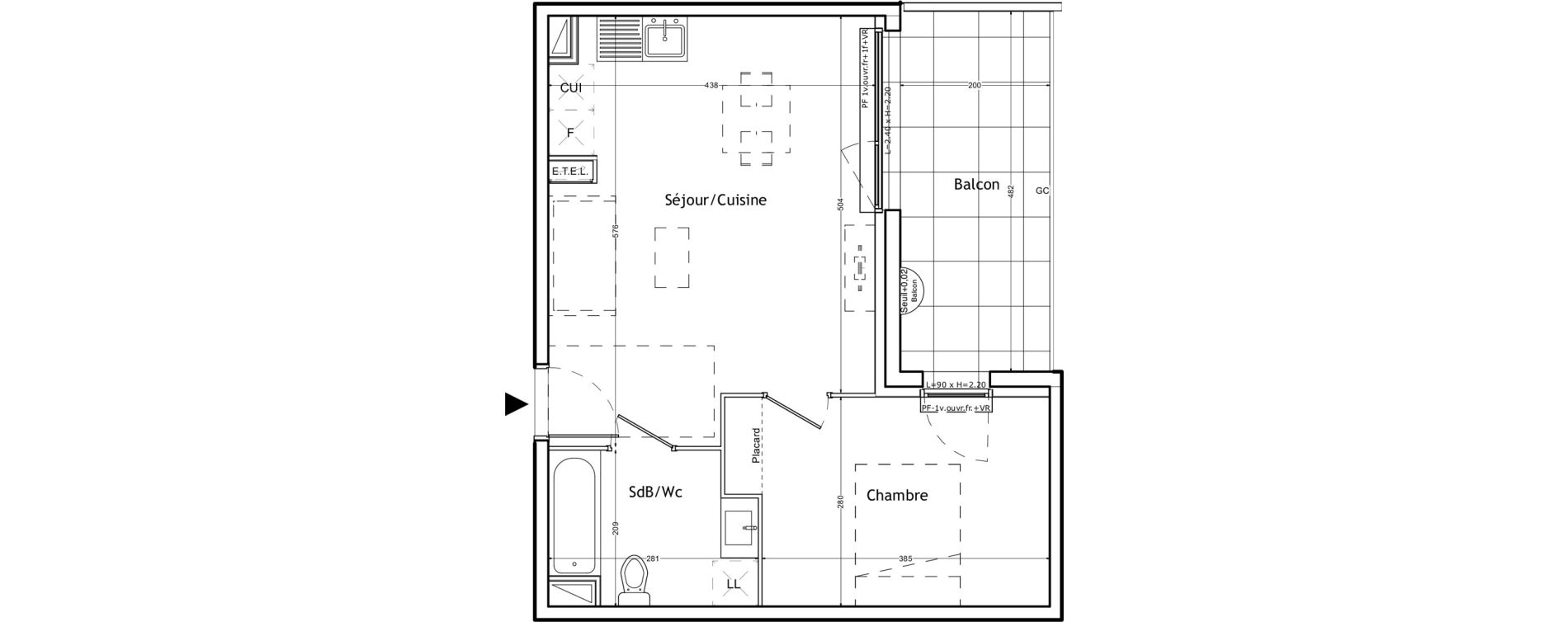 Appartement T2 de 39,91 m2 &agrave; Lattes Boirargues