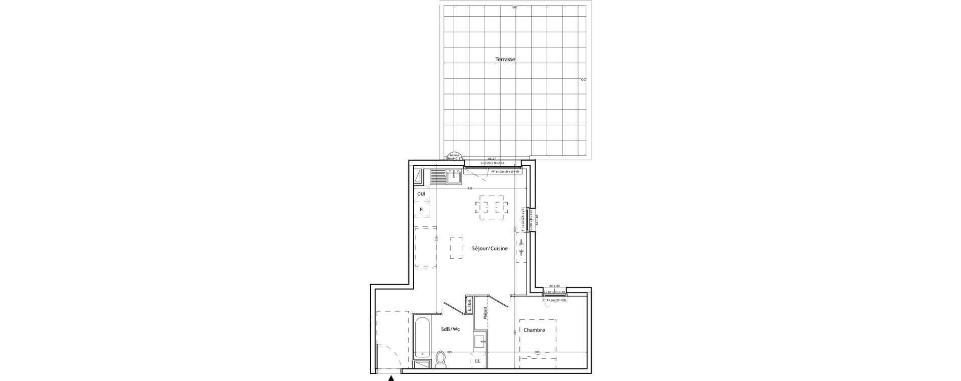 Appartement T2 de 43,62 m2 &agrave; Lattes Boirargues