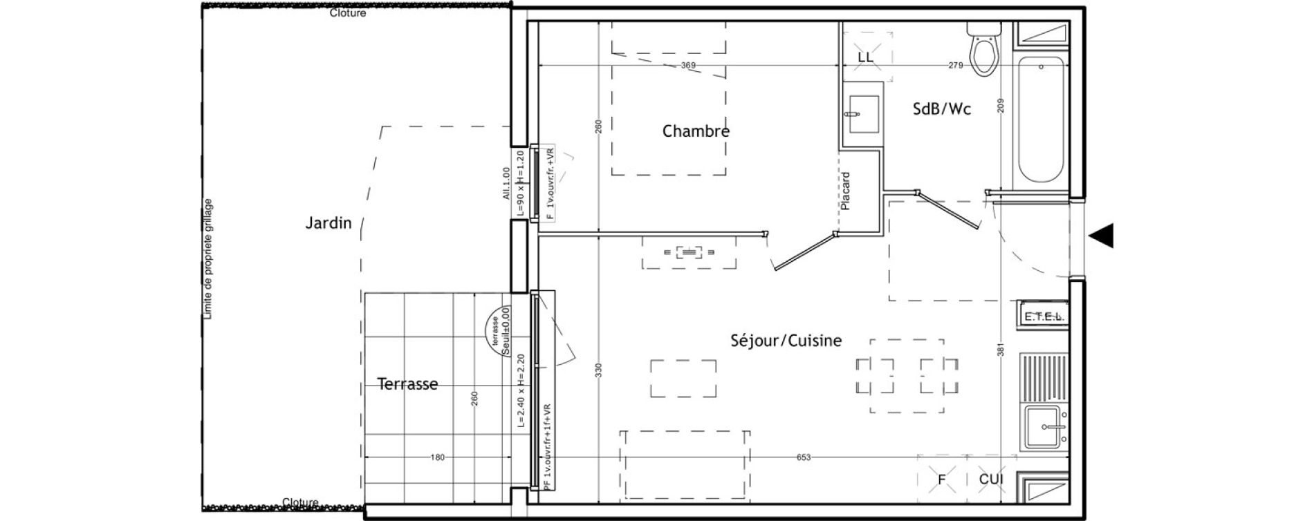 Appartement T2 de 37,61 m2 &agrave; Lattes Boirargues