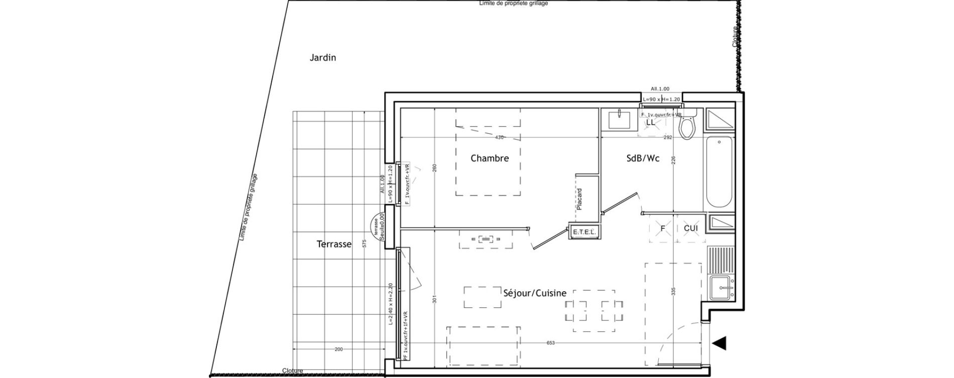 Appartement T2 de 38,69 m2 &agrave; Lattes Boirargues