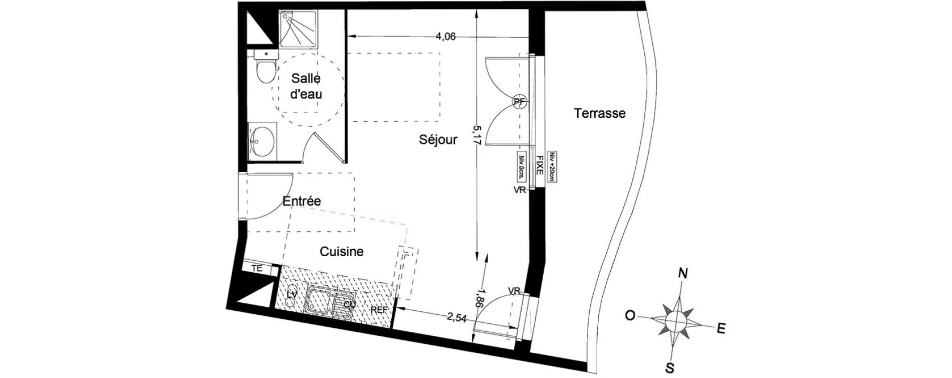 Appartement T1 de 36,30 m2 &agrave; Lattes Centre