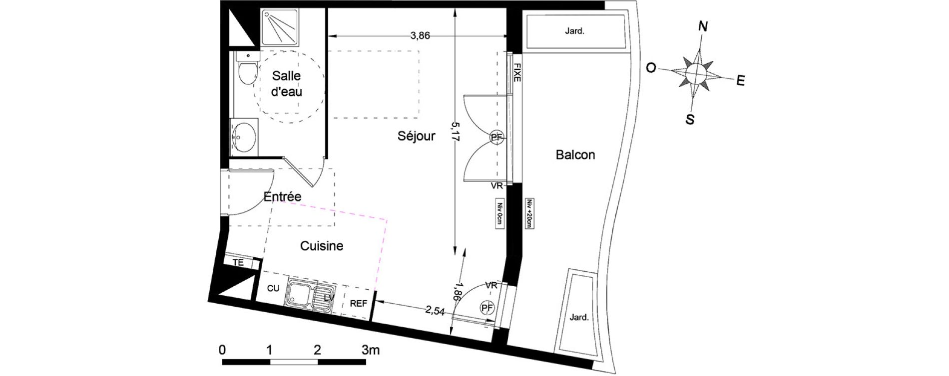 Appartement T1 de 36,35 m2 &agrave; Lattes Centre