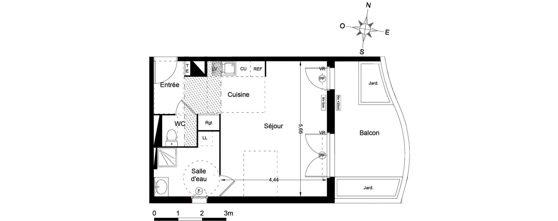 Appartement T1 de 39,20 m2 &agrave; Lattes Centre