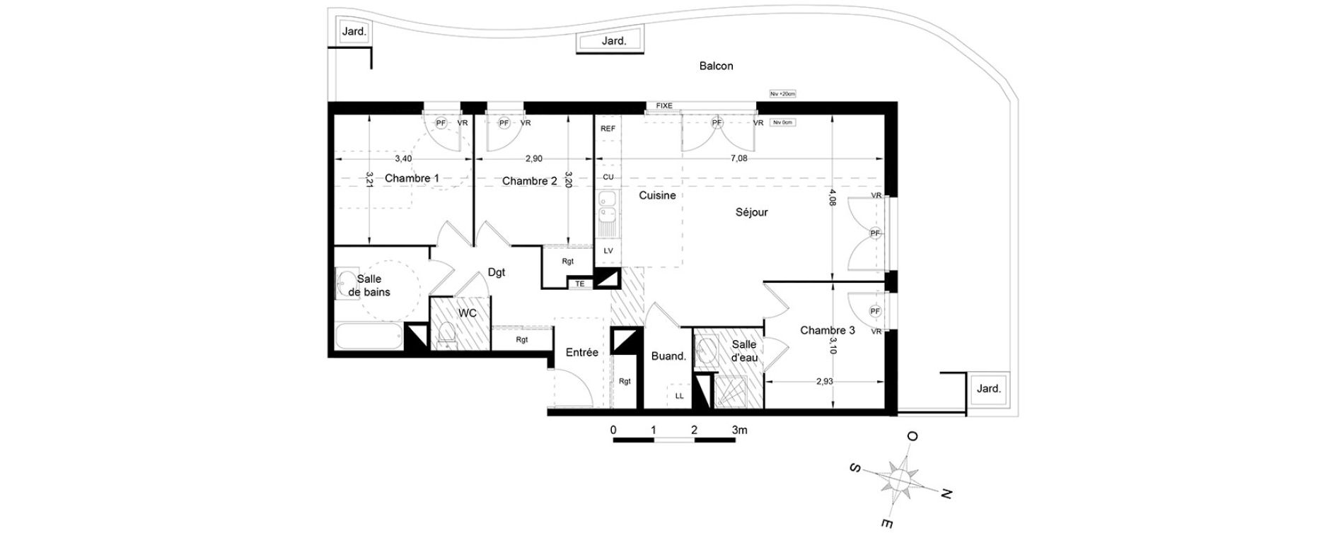 Appartement T4 de 86,00 m2 &agrave; Lattes Centre