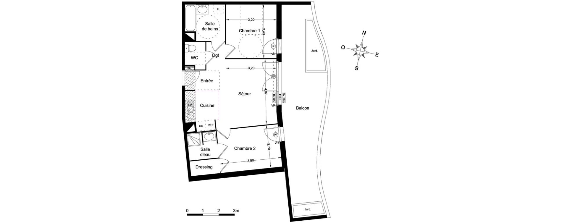 Appartement T3 de 58,85 m2 &agrave; Lattes Centre