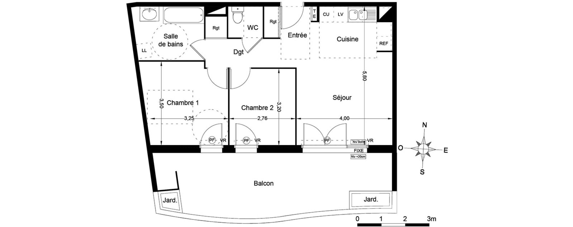 Appartement T3 de 58,75 m2 &agrave; Lattes Centre
