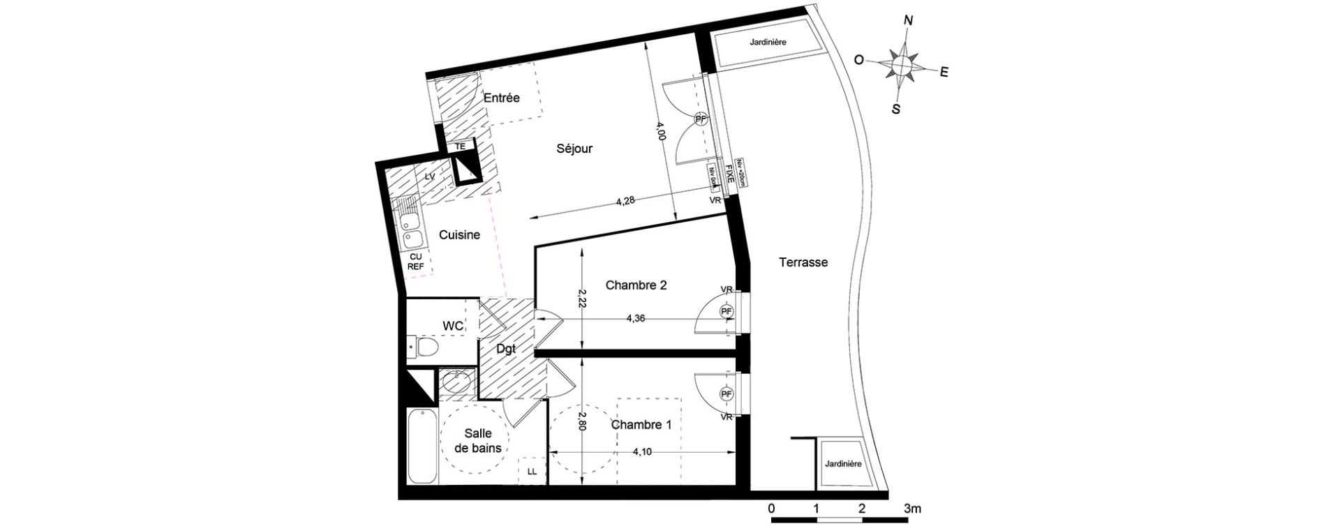 Appartement T3 de 62,35 m2 &agrave; Lattes Centre