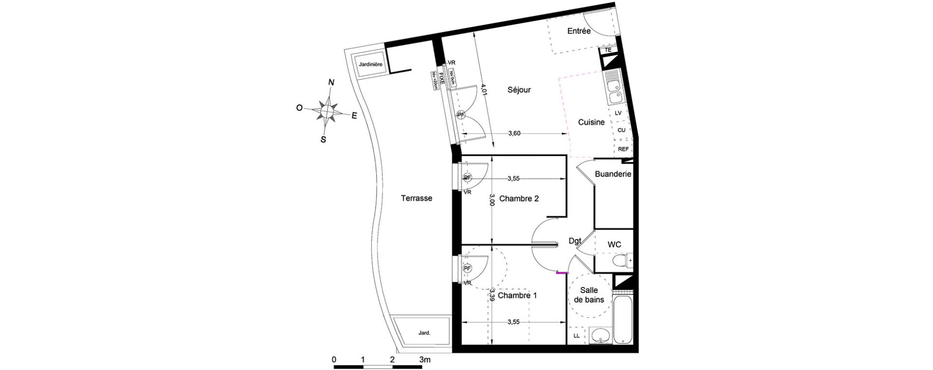 Appartement T3 de 62,15 m2 &agrave; Lattes Centre