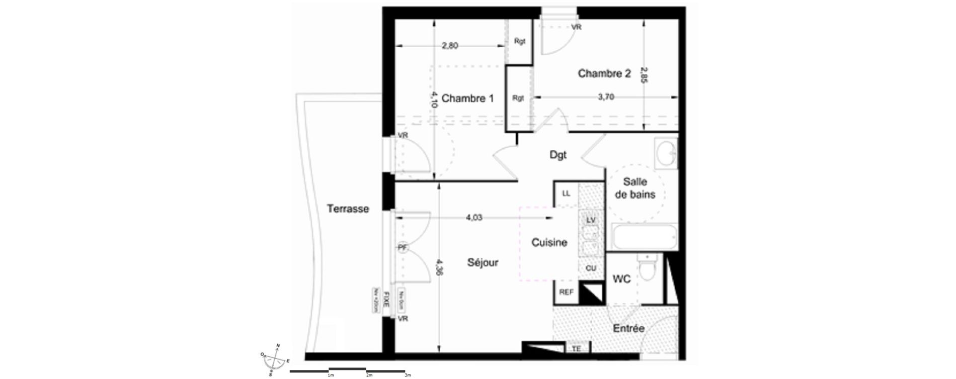 Appartement T3 de 58,75 m2 &agrave; Lattes Centre