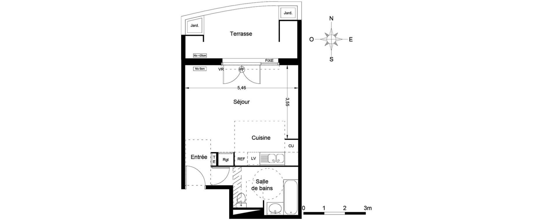 Appartement T1 de 34,50 m2 &agrave; Lattes Centre