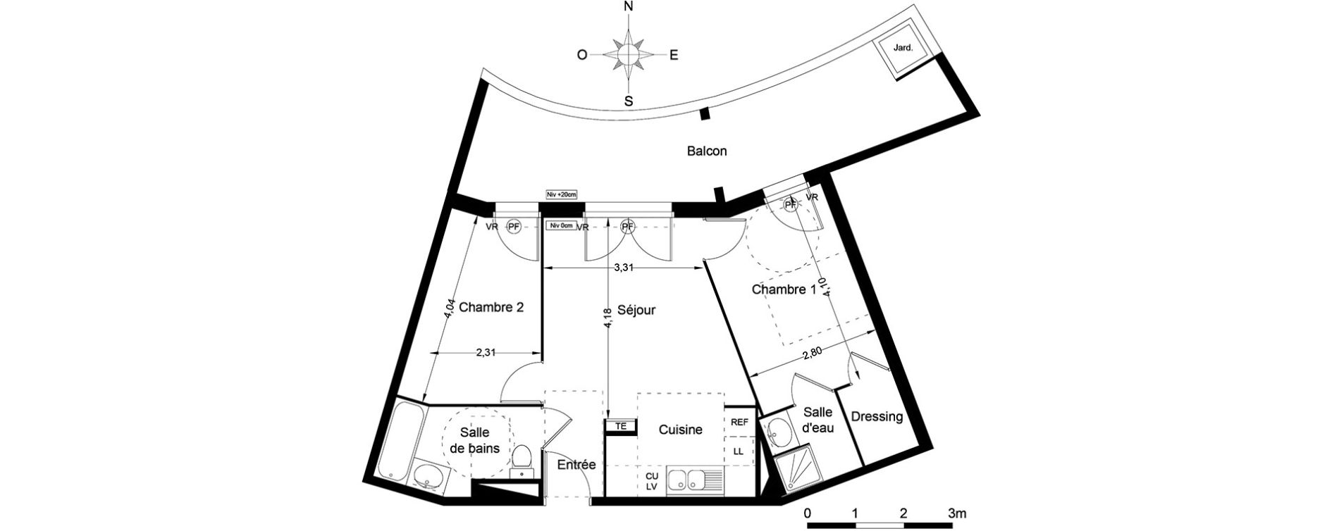 Appartement T3 de 53,85 m2 &agrave; Lattes Centre