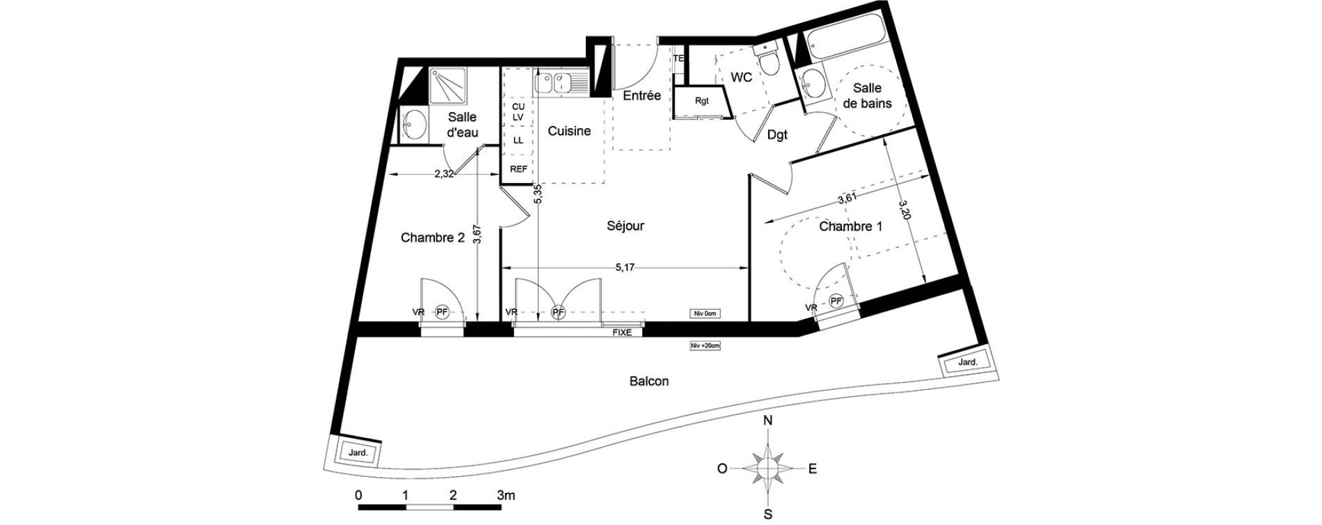 Appartement T3 de 61,35 m2 &agrave; Lattes Centre