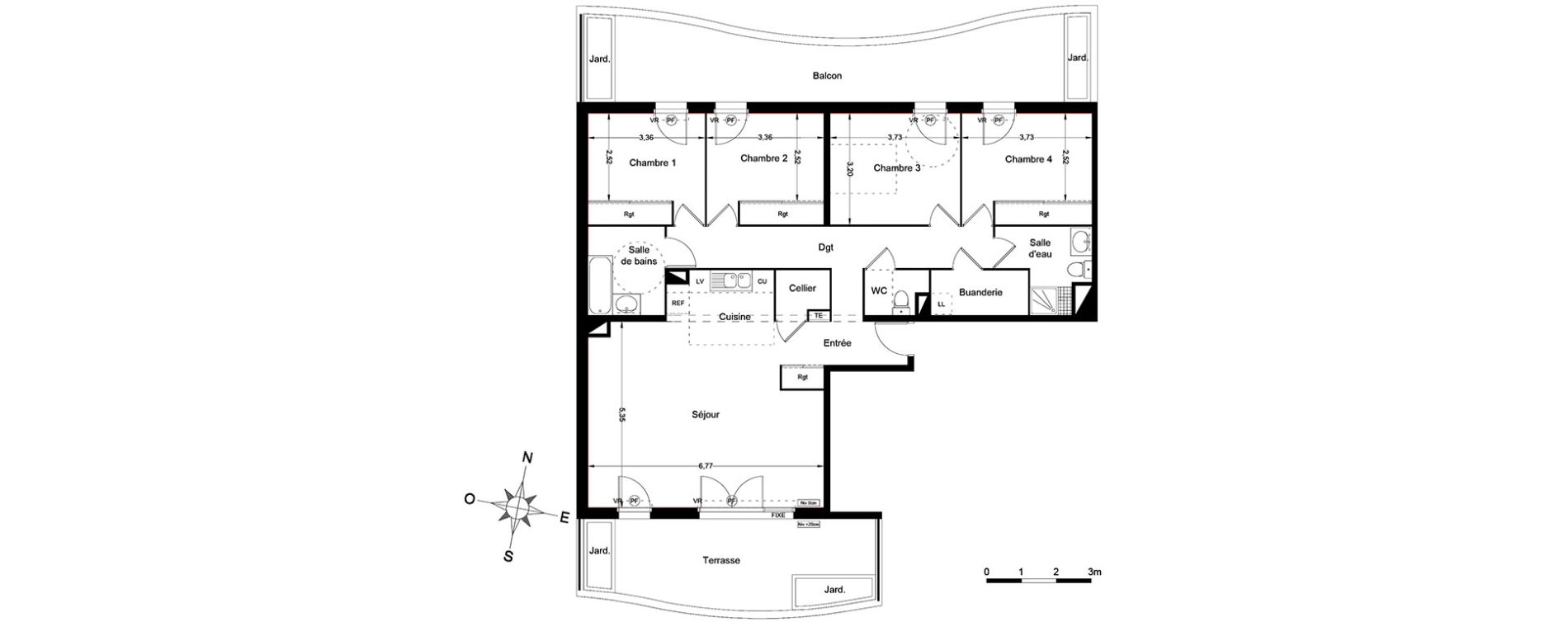 Appartement T5 de 119,60 m2 &agrave; Lattes Centre