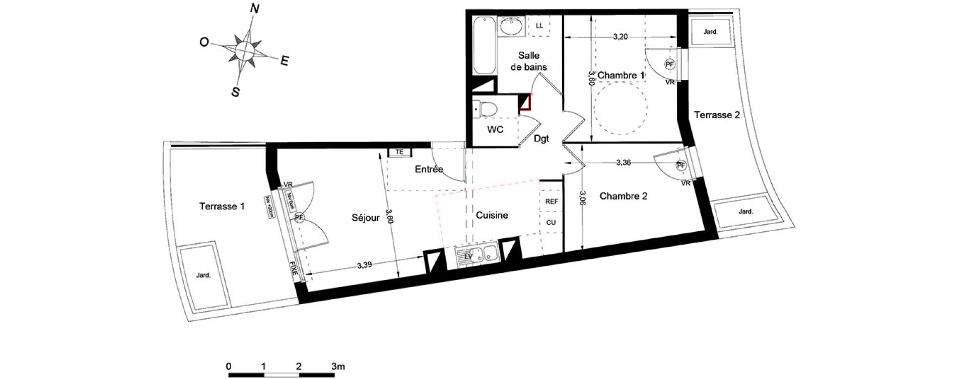 Appartement T3 de 56,80 m2 &agrave; Lattes Centre