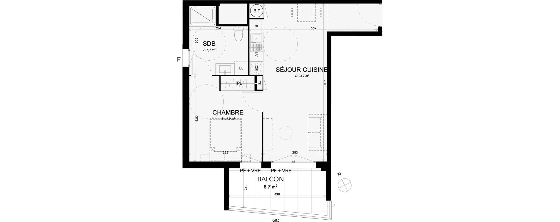 Appartement T2 de 43,30 m2 &agrave; Lattes Boirargues