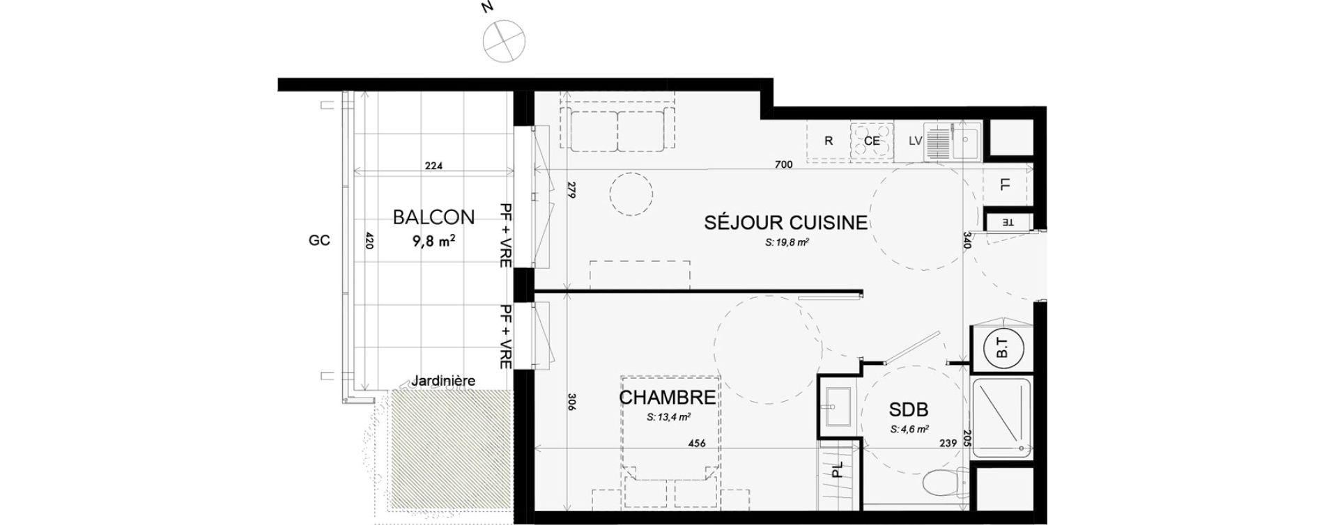 Appartement T2 de 37,80 m2 &agrave; Lattes Boirargues