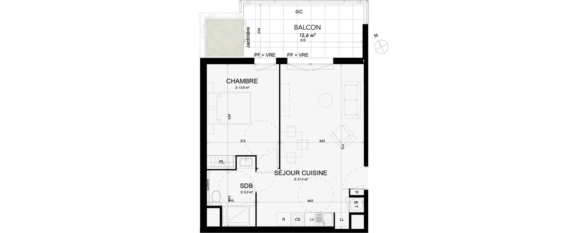 Appartement T2 de 46,00 m2 &agrave; Lattes Boirargues