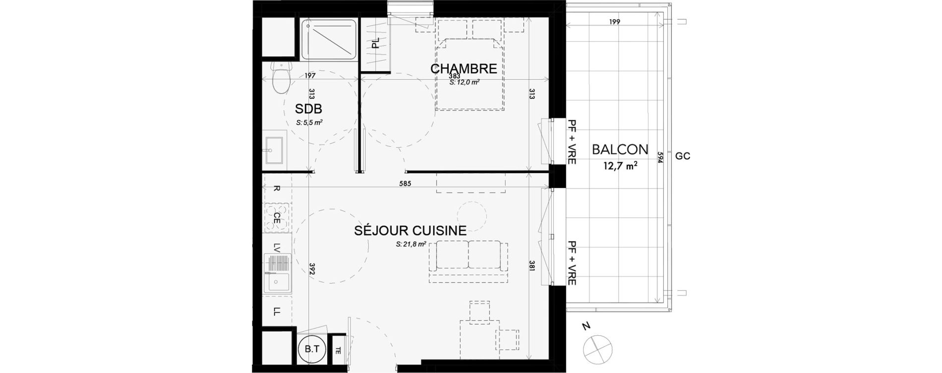 Appartement T2 de 39,30 m2 &agrave; Lattes Boirargues