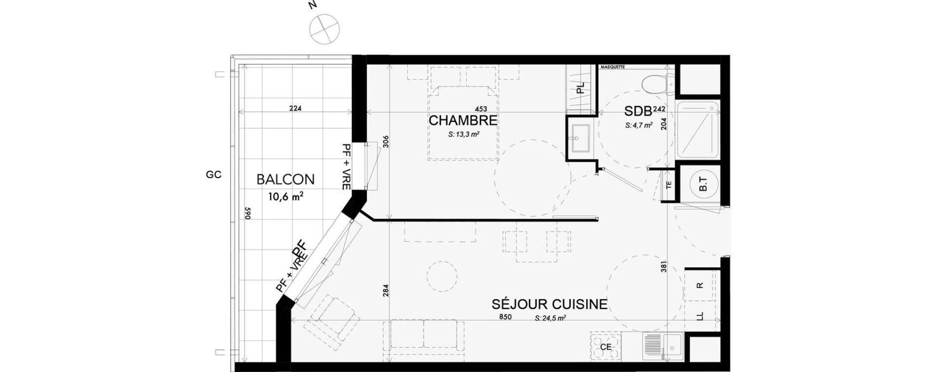 Appartement T2 de 42,50 m2 &agrave; Lattes Boirargues