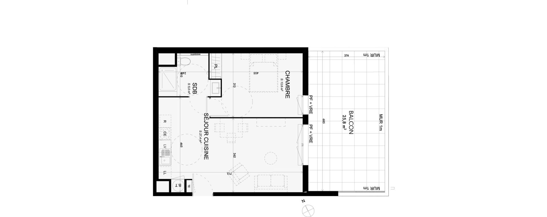 Appartement T2 de 46,00 m2 &agrave; Lattes Boirargues