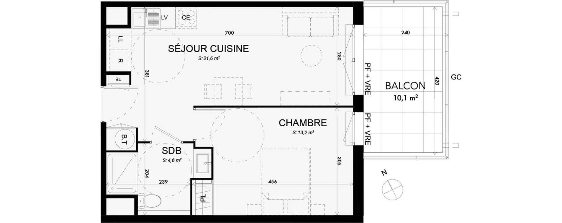 Appartement T2 de 39,40 m2 &agrave; Lattes Boirargues