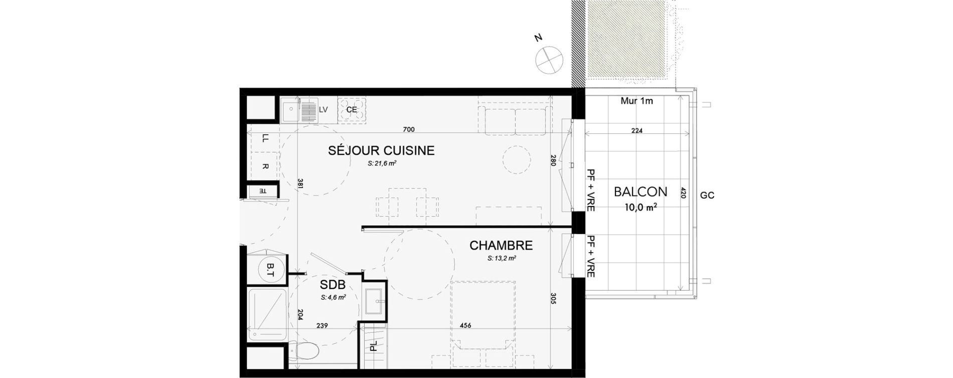 Appartement T2 de 39,40 m2 &agrave; Lattes Boirargues