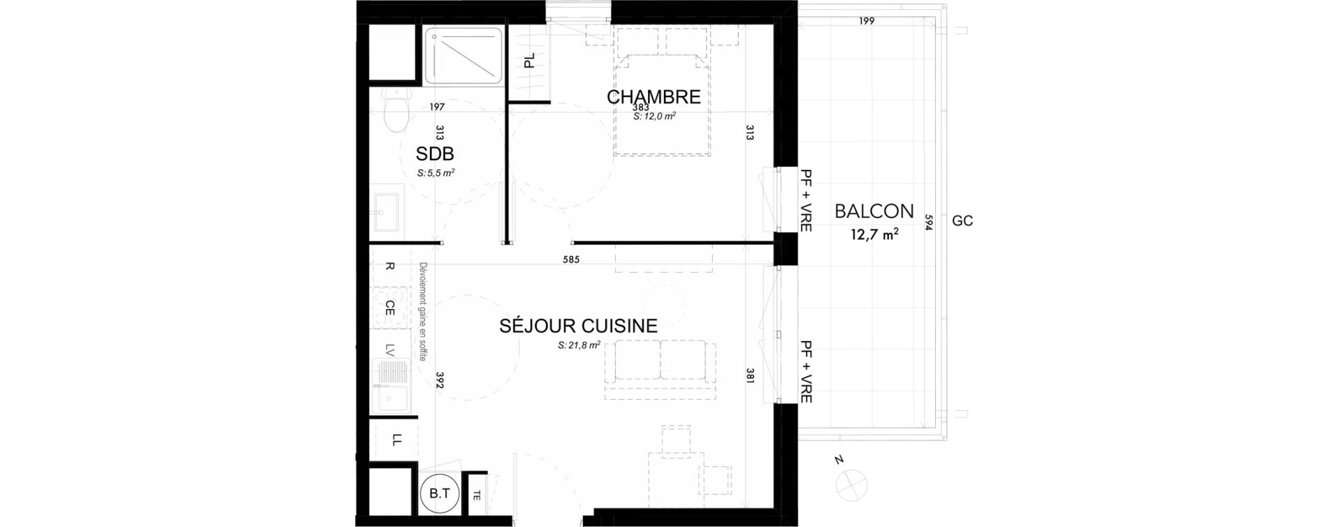Appartement T2 de 39,70 m2 &agrave; Lattes Boirargues