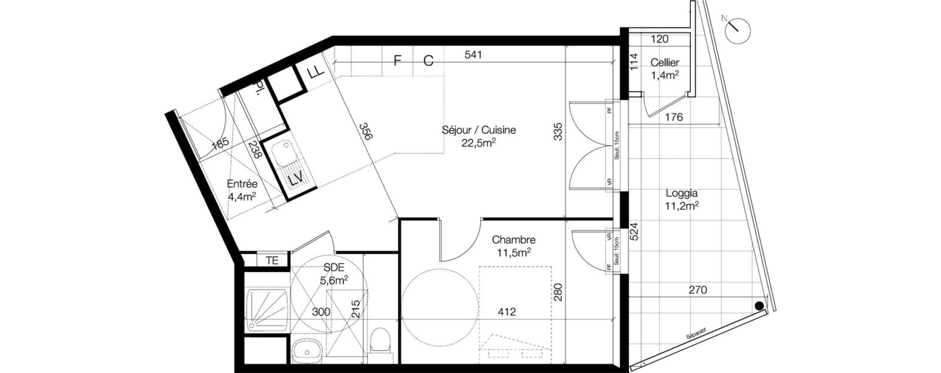 Appartement T2 de 44,00 m2 &agrave; Lattes Centre
