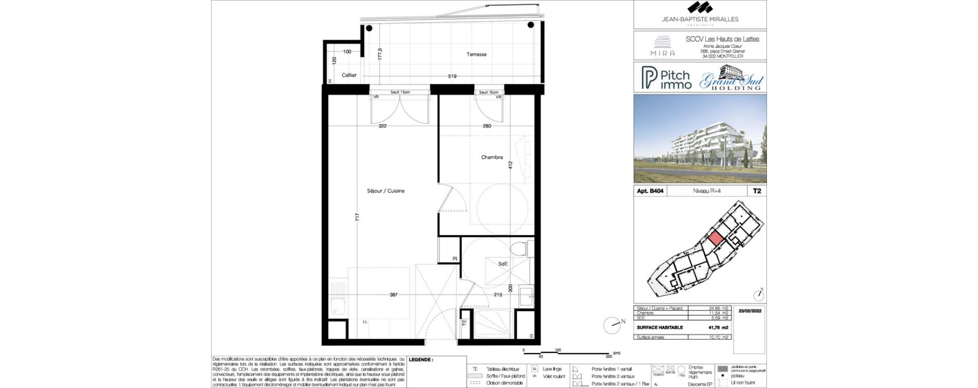 Appartement T2 de 41,78 m2 &agrave; Lattes Centre