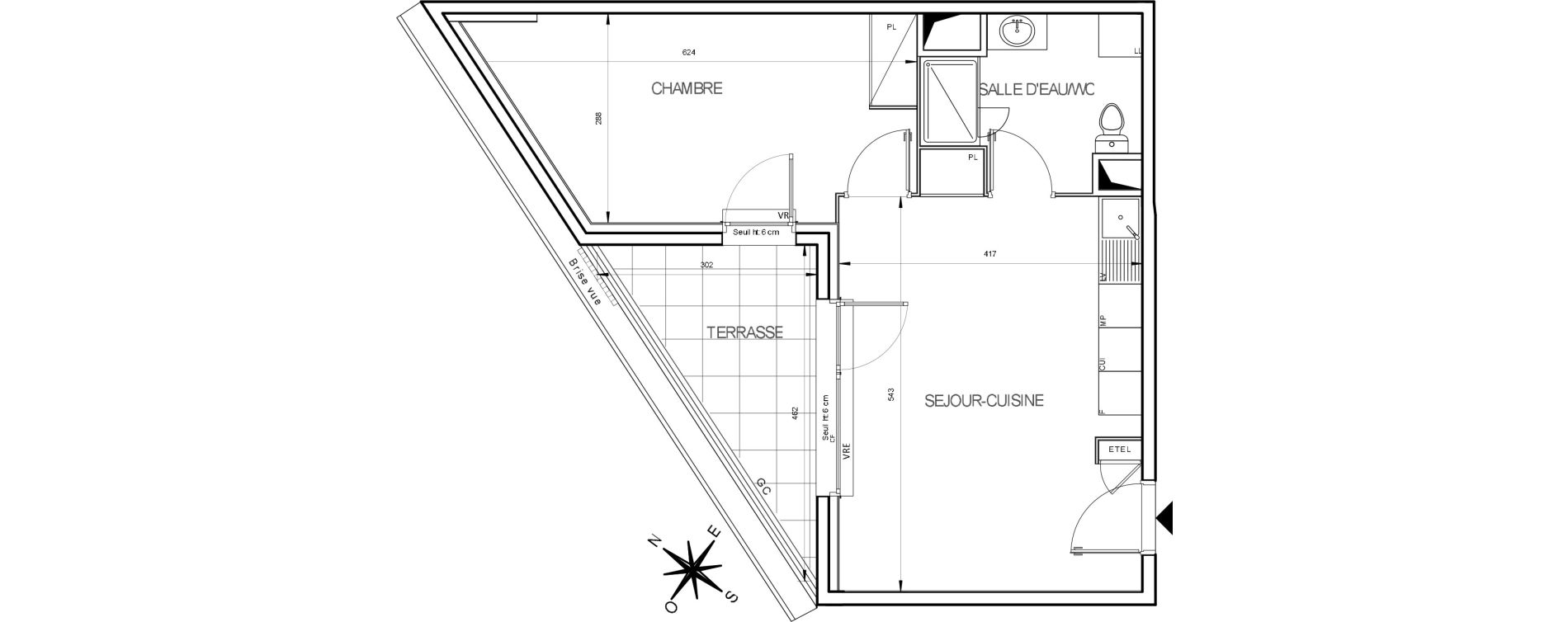 Appartement T2 de 43,53 m2 &agrave; Lattes Boirargues