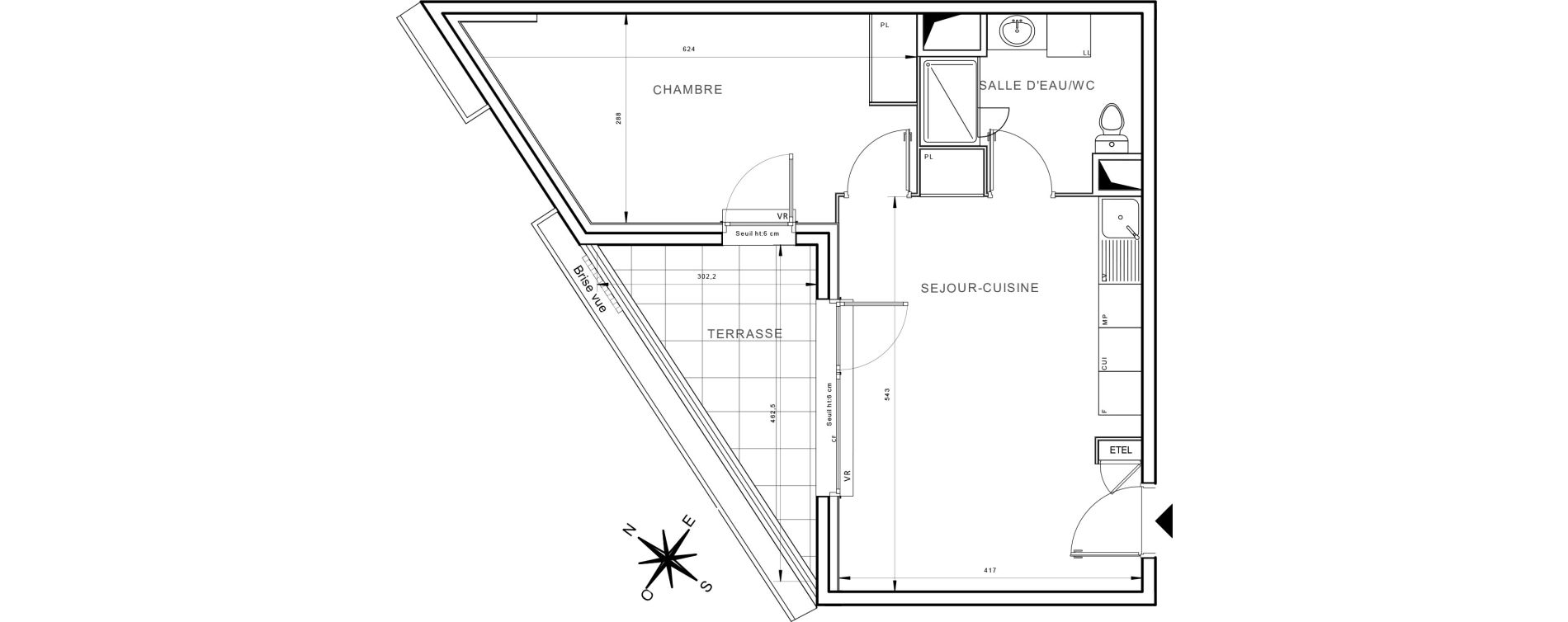 Appartement T2 de 43,53 m2 &agrave; Lattes Boirargues