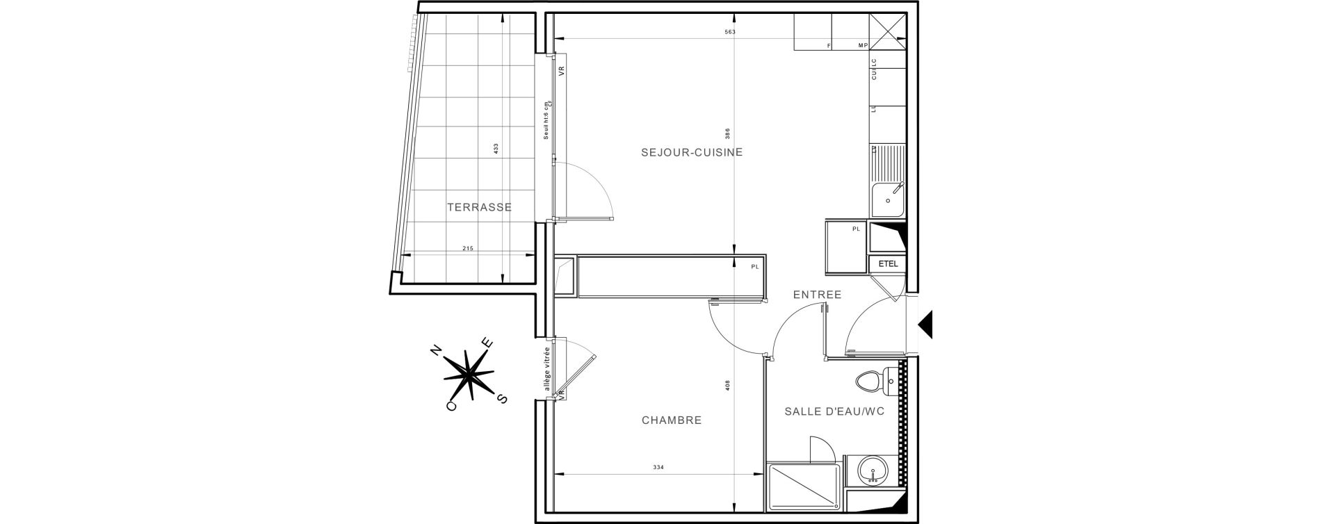 Appartement T2 de 42,84 m2 &agrave; Lattes Boirargues