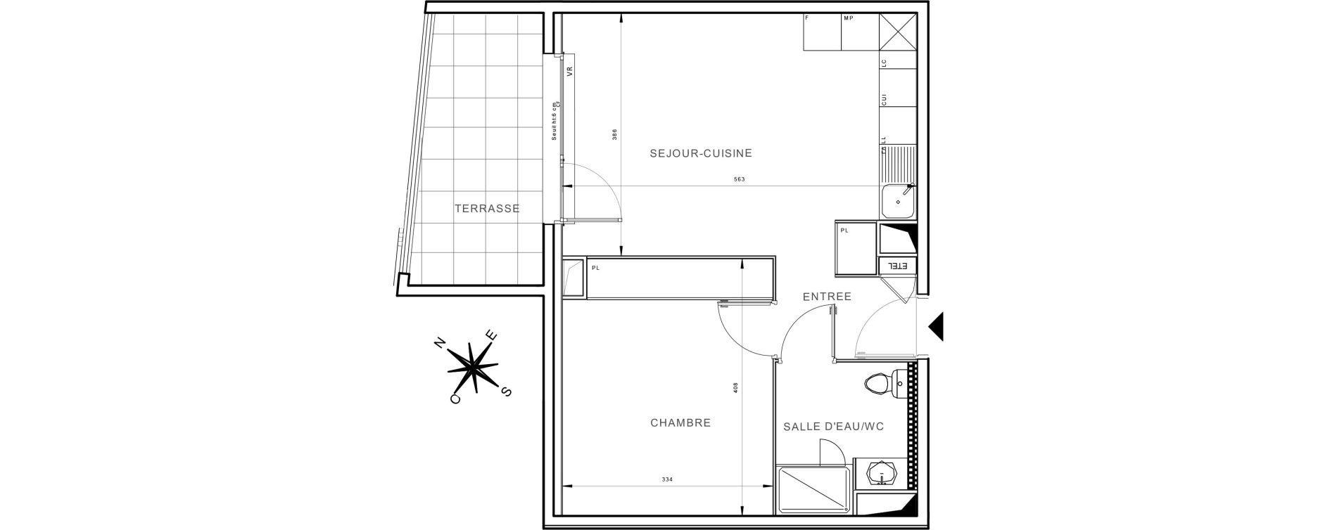 Appartement T2 de 42,84 m2 &agrave; Lattes Boirargues
