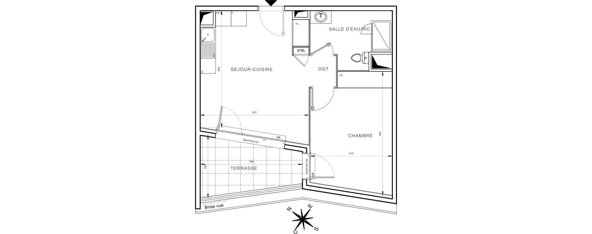Appartement T2 de 41,10 m2 &agrave; Lattes Boirargues
